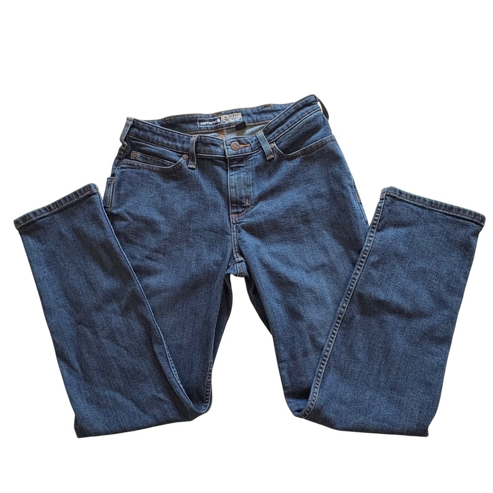 Carhartt Womens Jeans 4 Short Denim Relaxed Fit Straight Leg Workwear Utility
